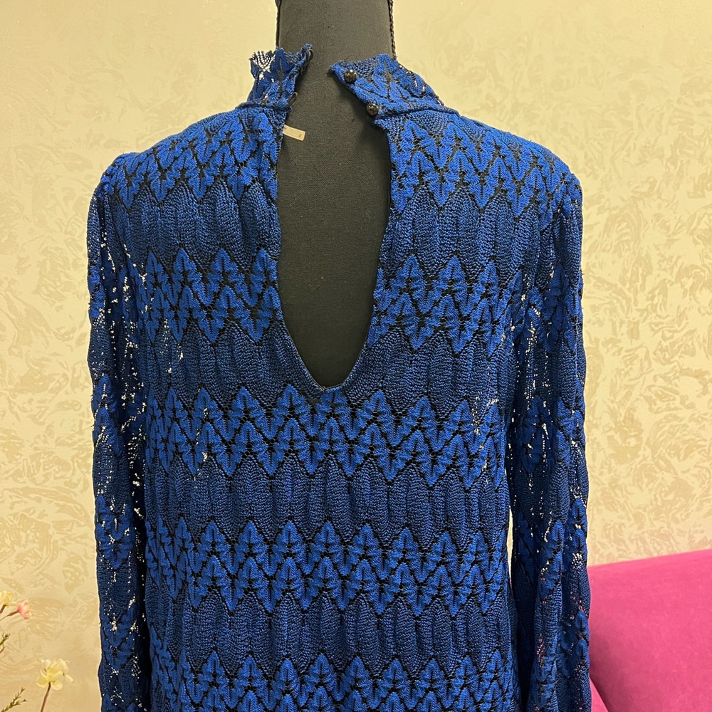Free People Blue Lace Simone Long Sleeve Mini Dress - Picture 5 of 10